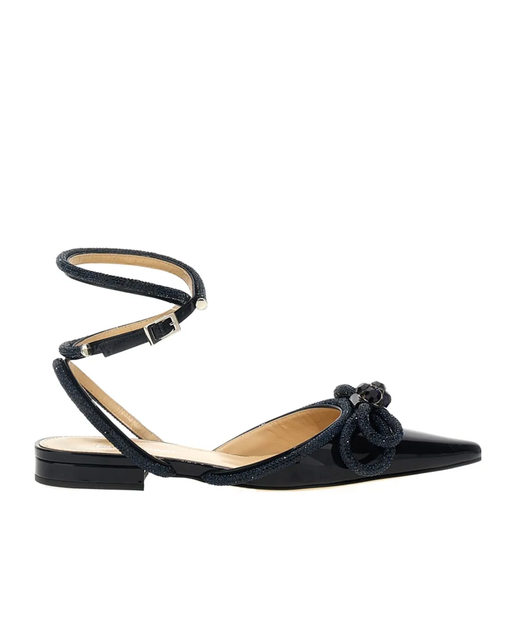 Double Bow Pointed Toe Ballerina Shoes