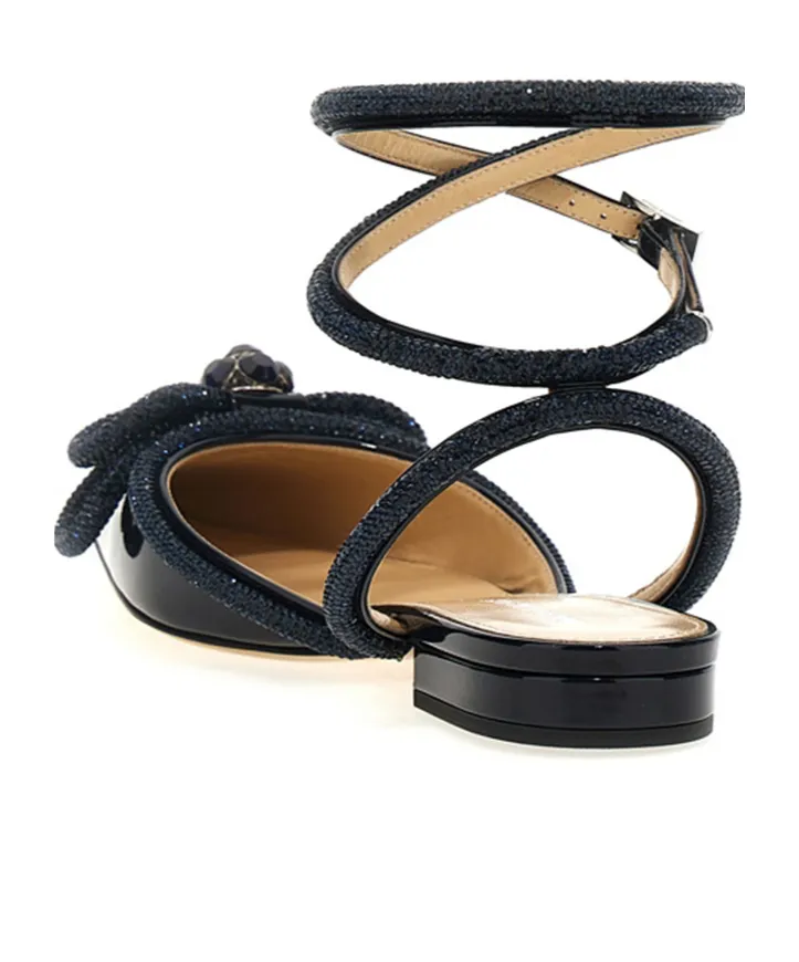 Double Bow Pointed Toe Ballerina Shoes