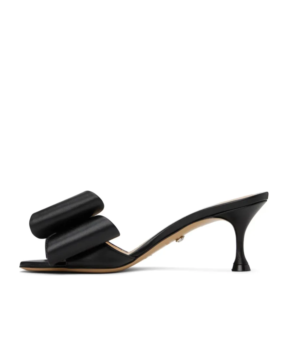 Bow-Embellished Leather Mules
