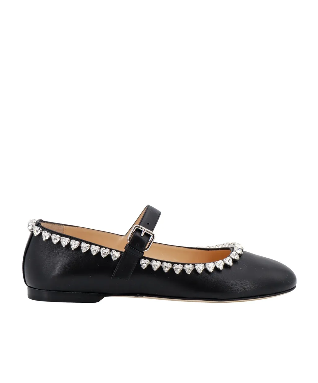 Embellished Buckle-Strap Audrey Ballerinas