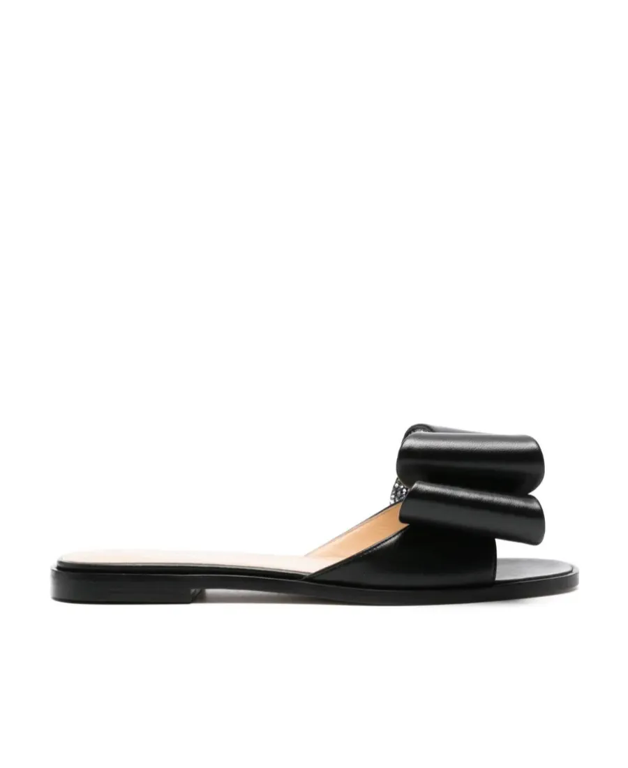 Bow-Detail Leather Sandals