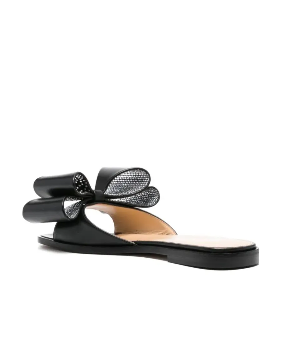 Bow-Detail Leather Sandals