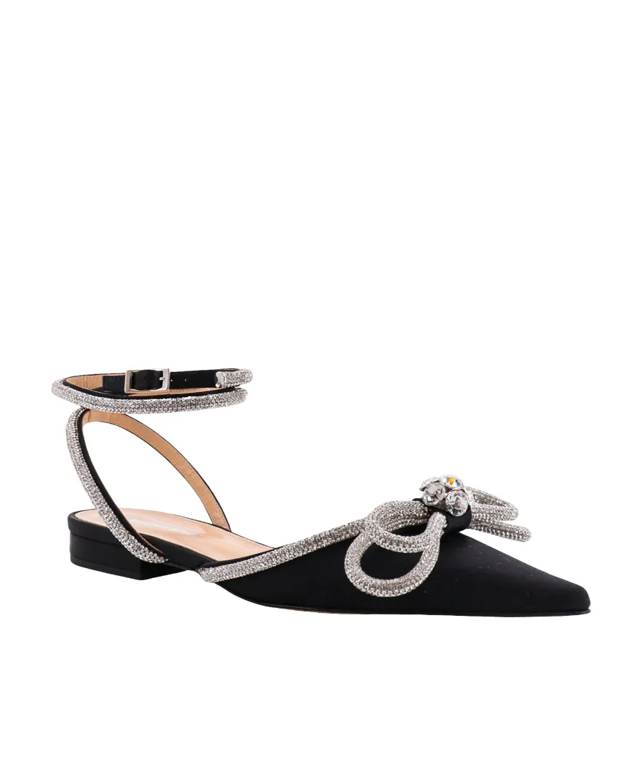 Double Bow Pointed Toe Ballerina Shoes