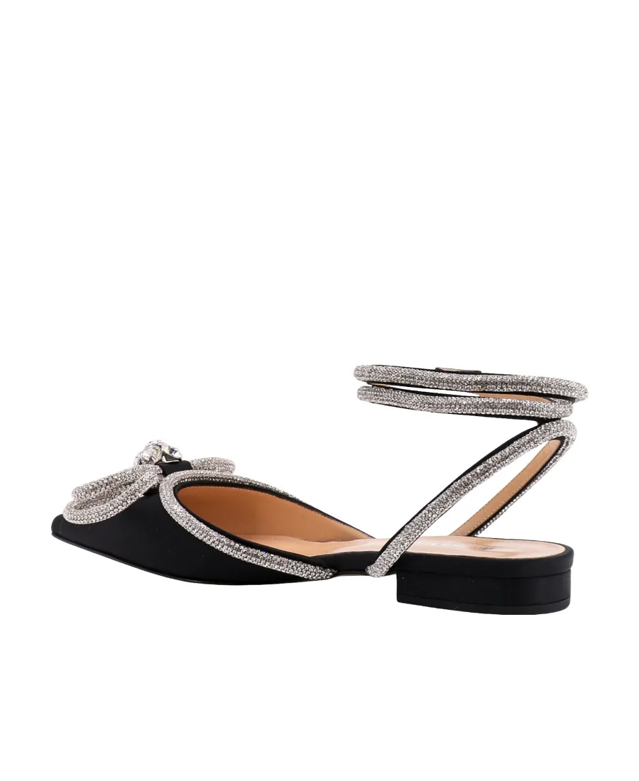 Double Bow Pointed Toe Ballerina Shoes