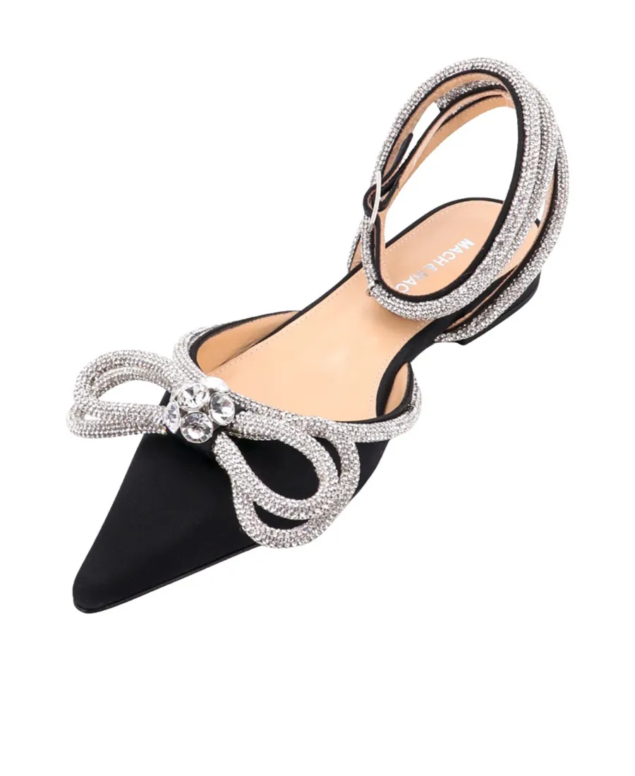 Double Bow Pointed Toe Ballerina Shoes