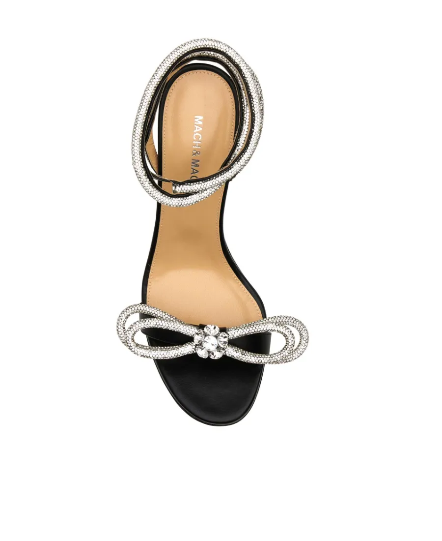 Double-Bow Ankle-Strap Embellished Sandals