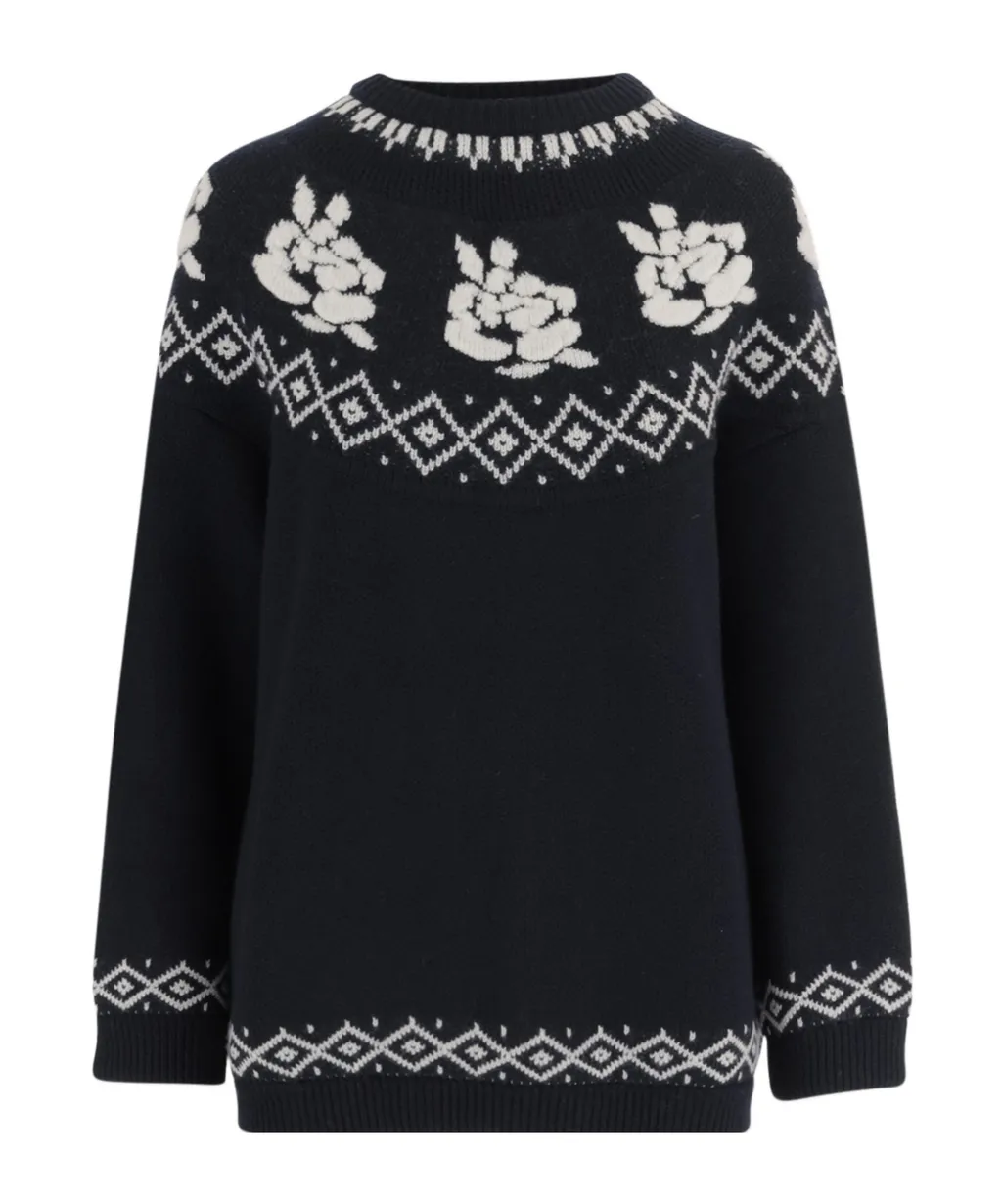 Intarsia-Knit Crewneck Jumper