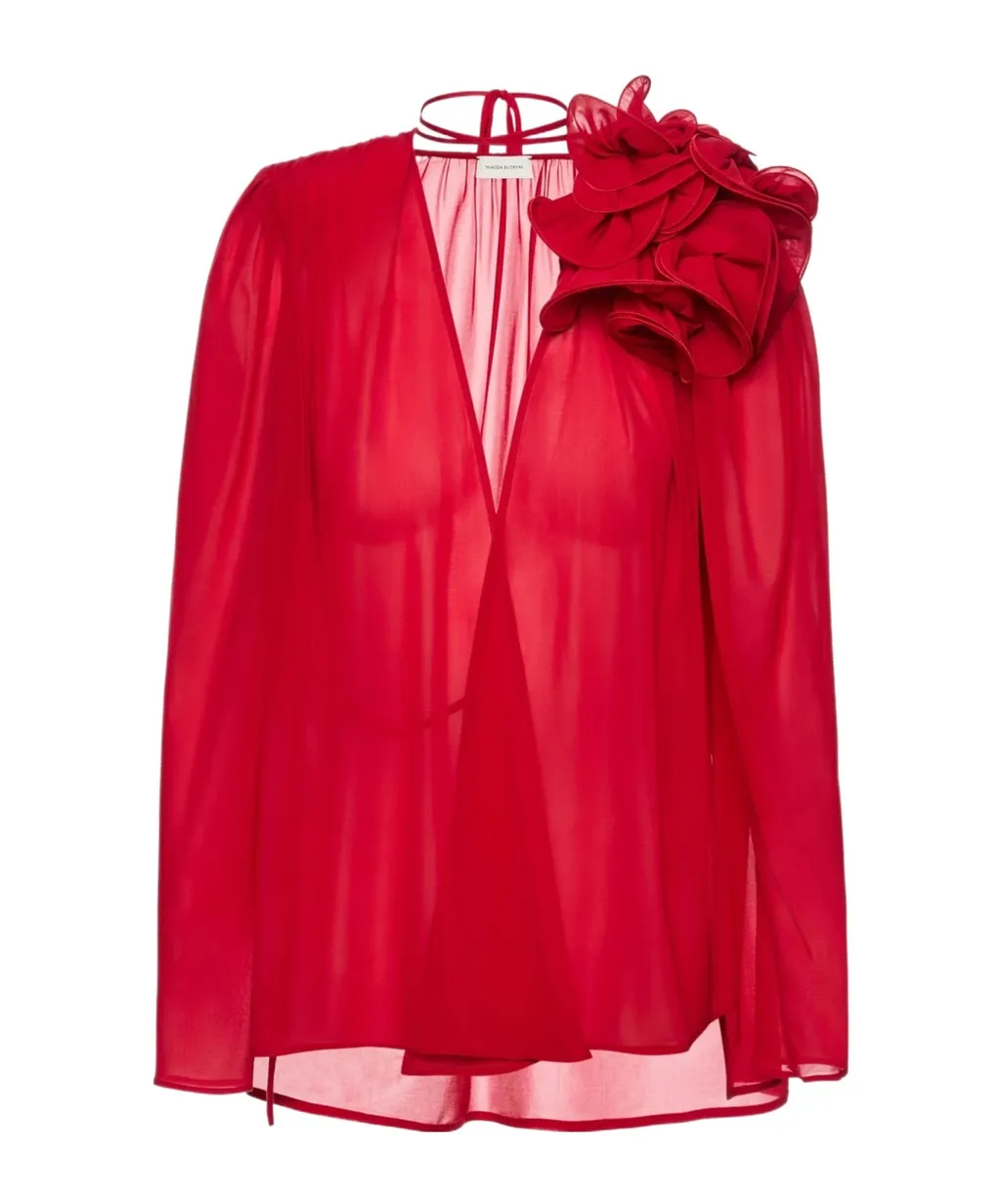 Flower Detail Semi-Transparent Top