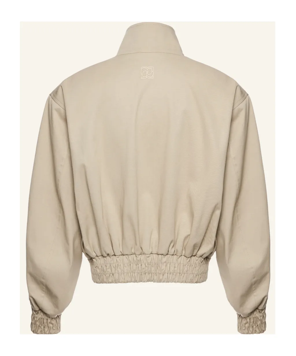 High-Neck Cropped Bomber Jacket