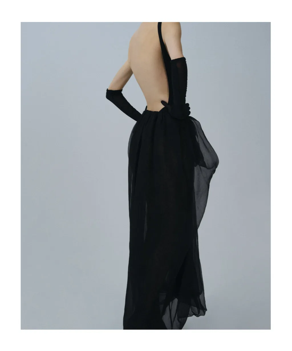 Draped Ruffled Long Skirt