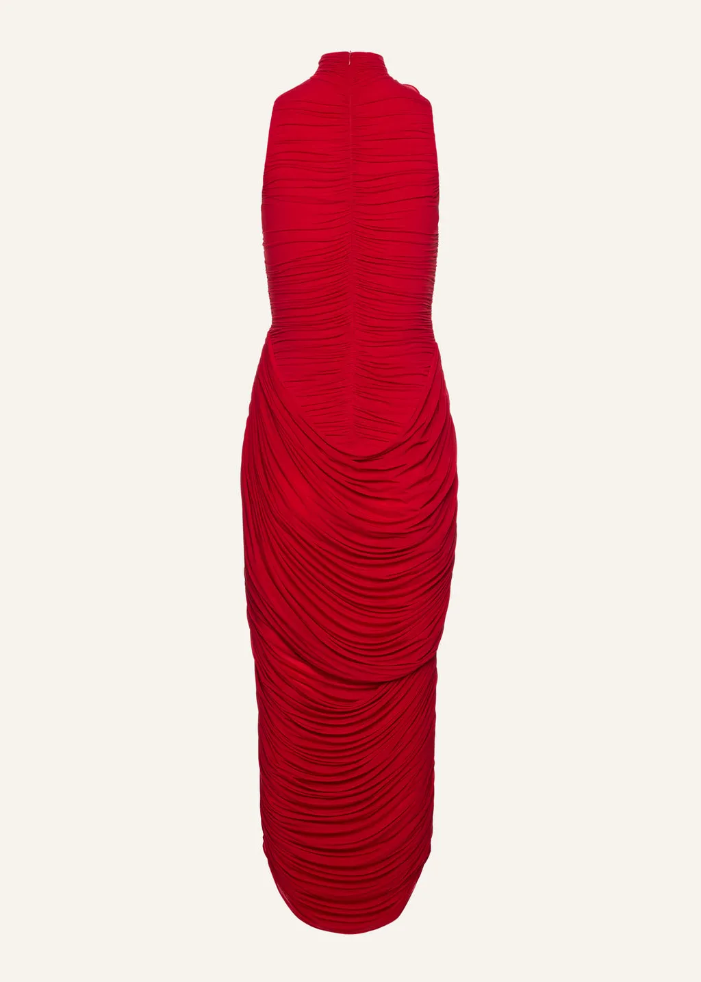 High-Neck Draped Maxi Dress