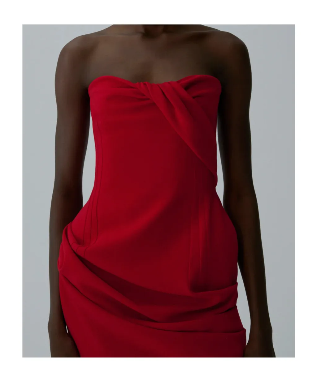 Draped Strapless Mini Dress