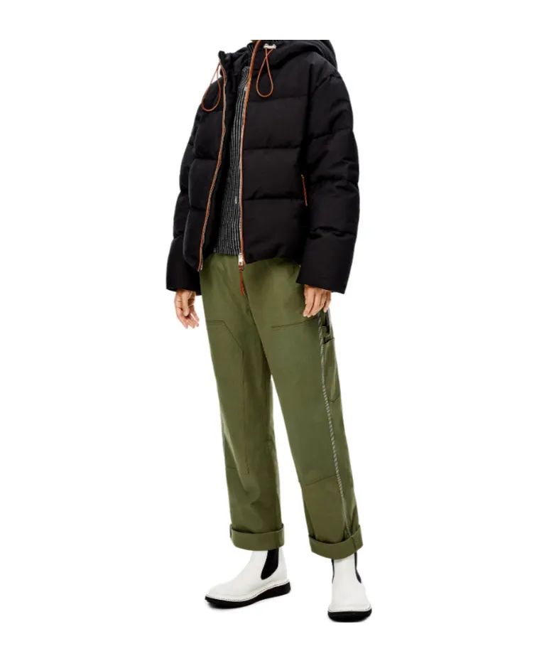 Drawstring Hooded Down Jacket