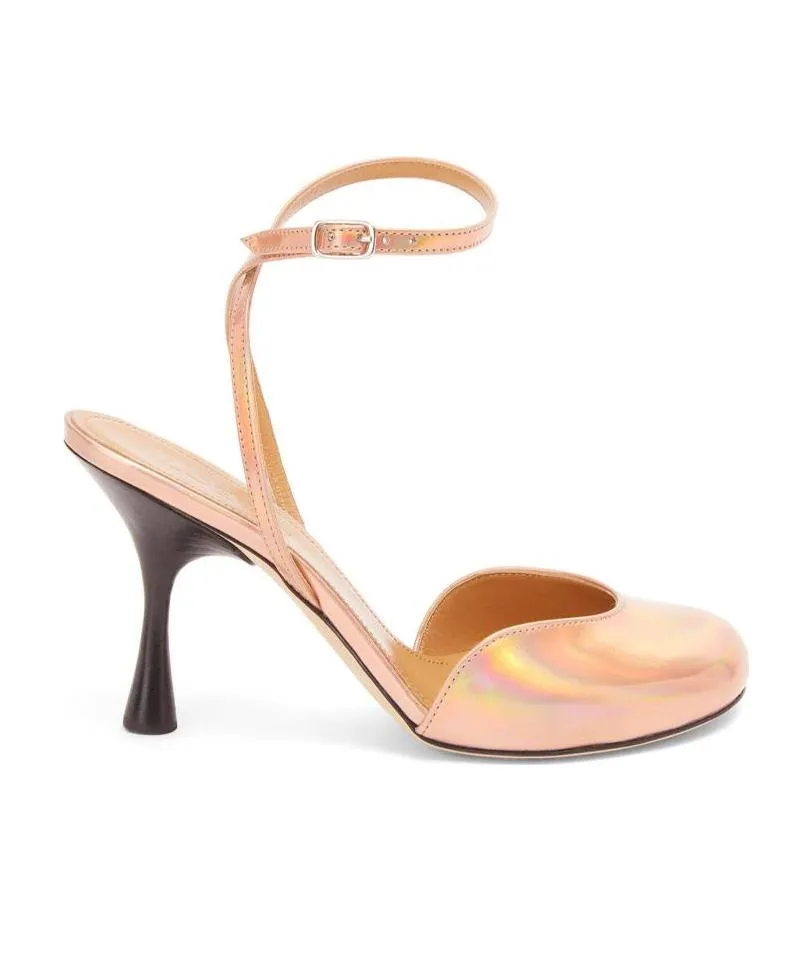 Ankle Strap Pump In Holographic Fabric