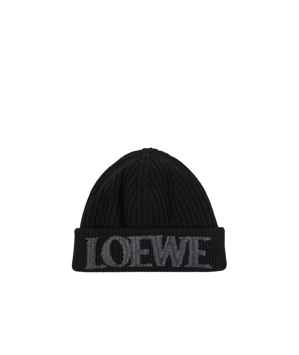 Logo Embroidered Ribbed-Knit Beanie