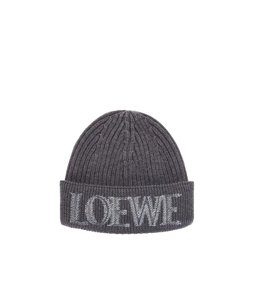 Logo Embroidered Ribbed-Knit Beanie