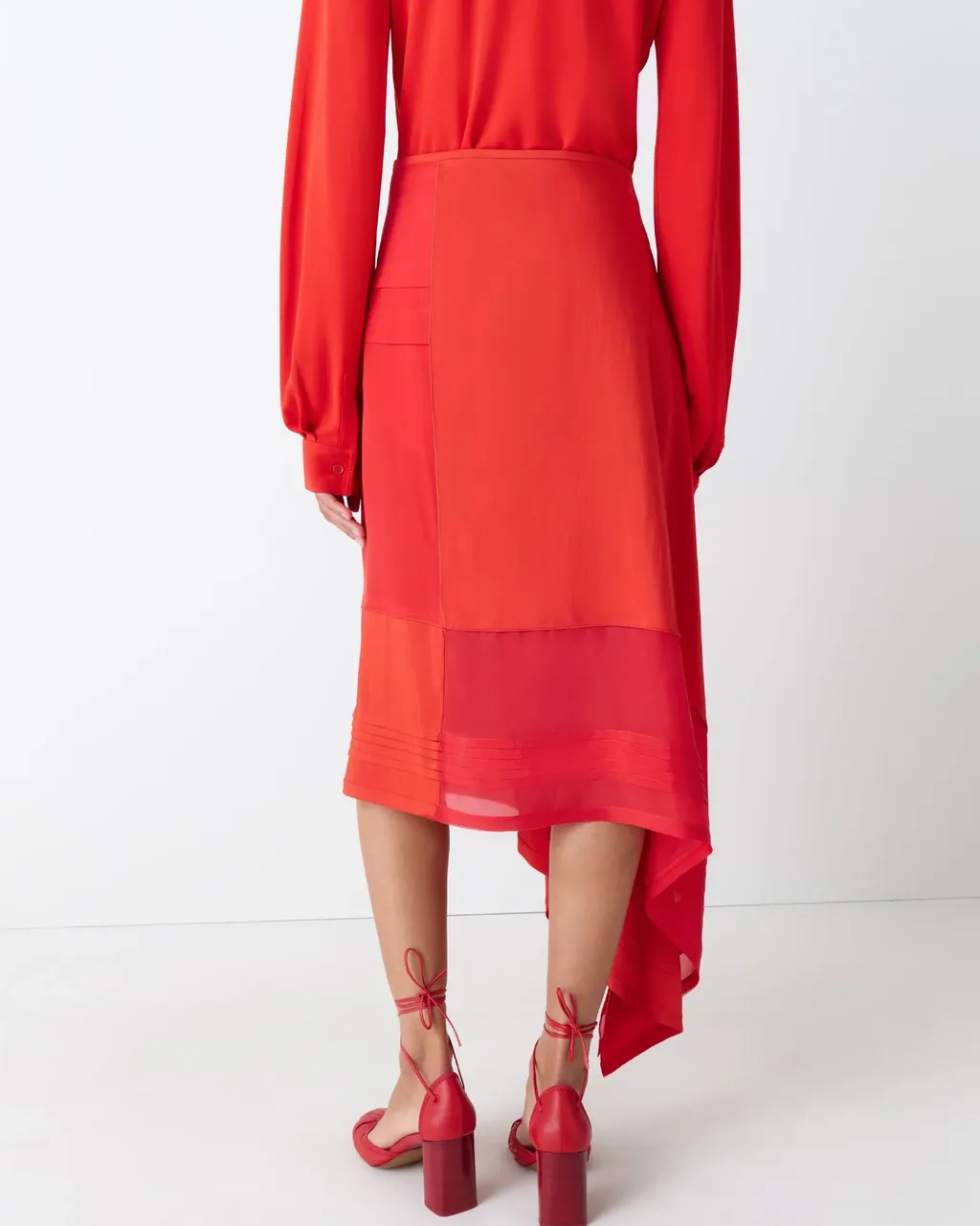 Pleated Asymmetric Midi Skirt