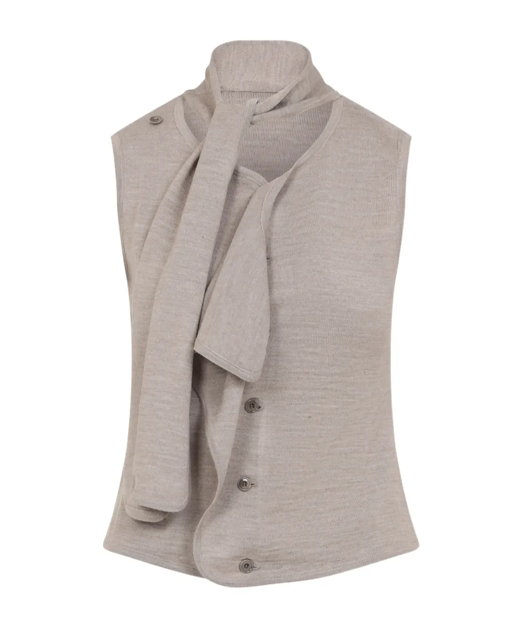 Tie-Neck Asymmetrical Design Knitted Top