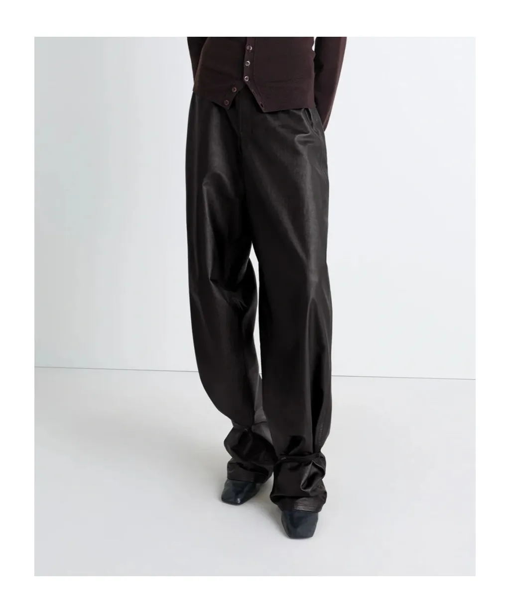 Adjustable-Leg Leather Trousers