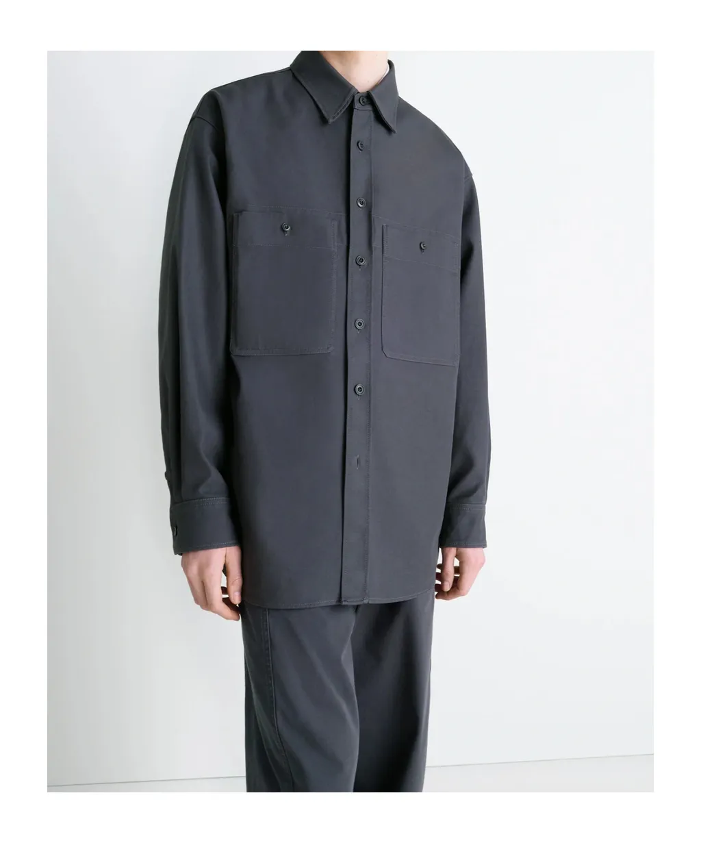 Patch-Pocket Twill Overshirt