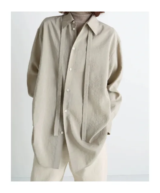 Tied-Neck Buttoned Shirt