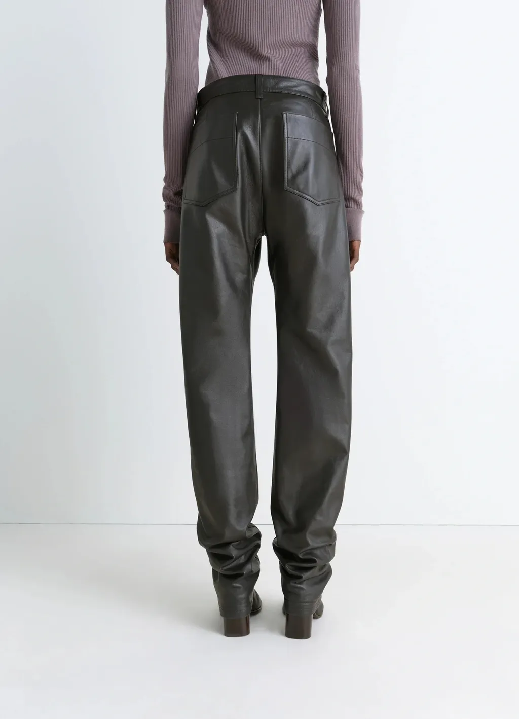 Leather Five Pockets Twisted Pants
