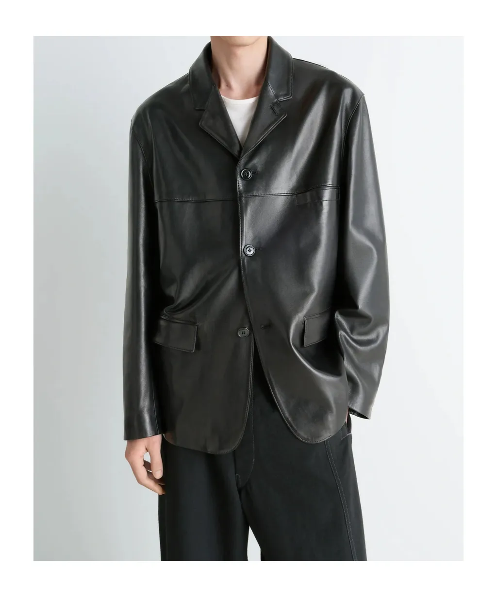 Leather Single Breasted Jacket