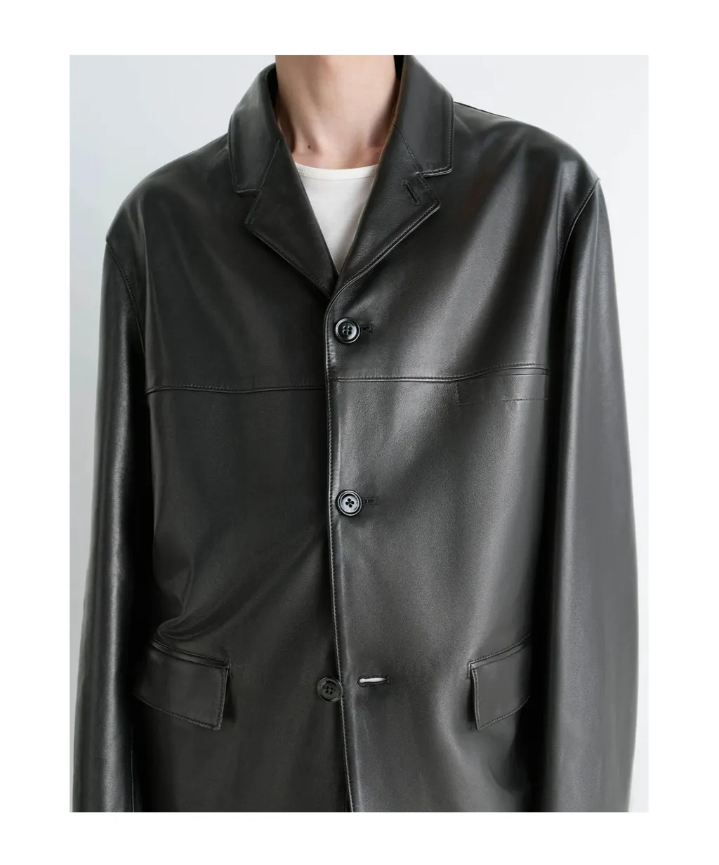 Leather Single Breasted Jacket