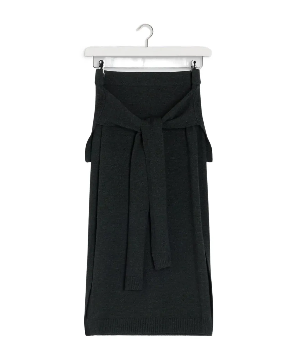 Slit-Detailed Knitted Midi Skirt