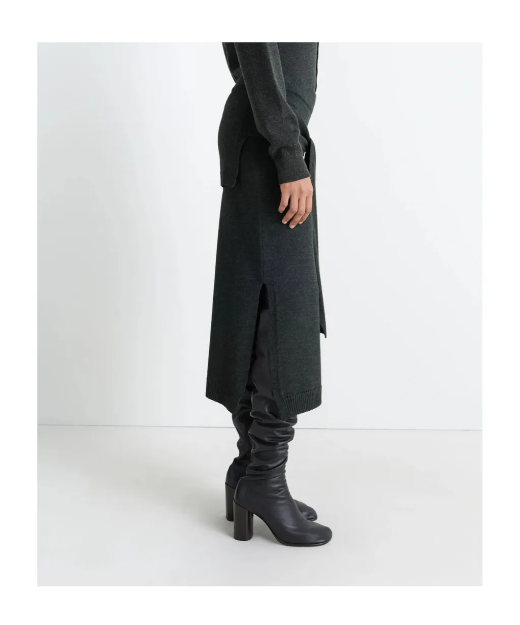 Slit-Detailed Knitted Midi Skirt