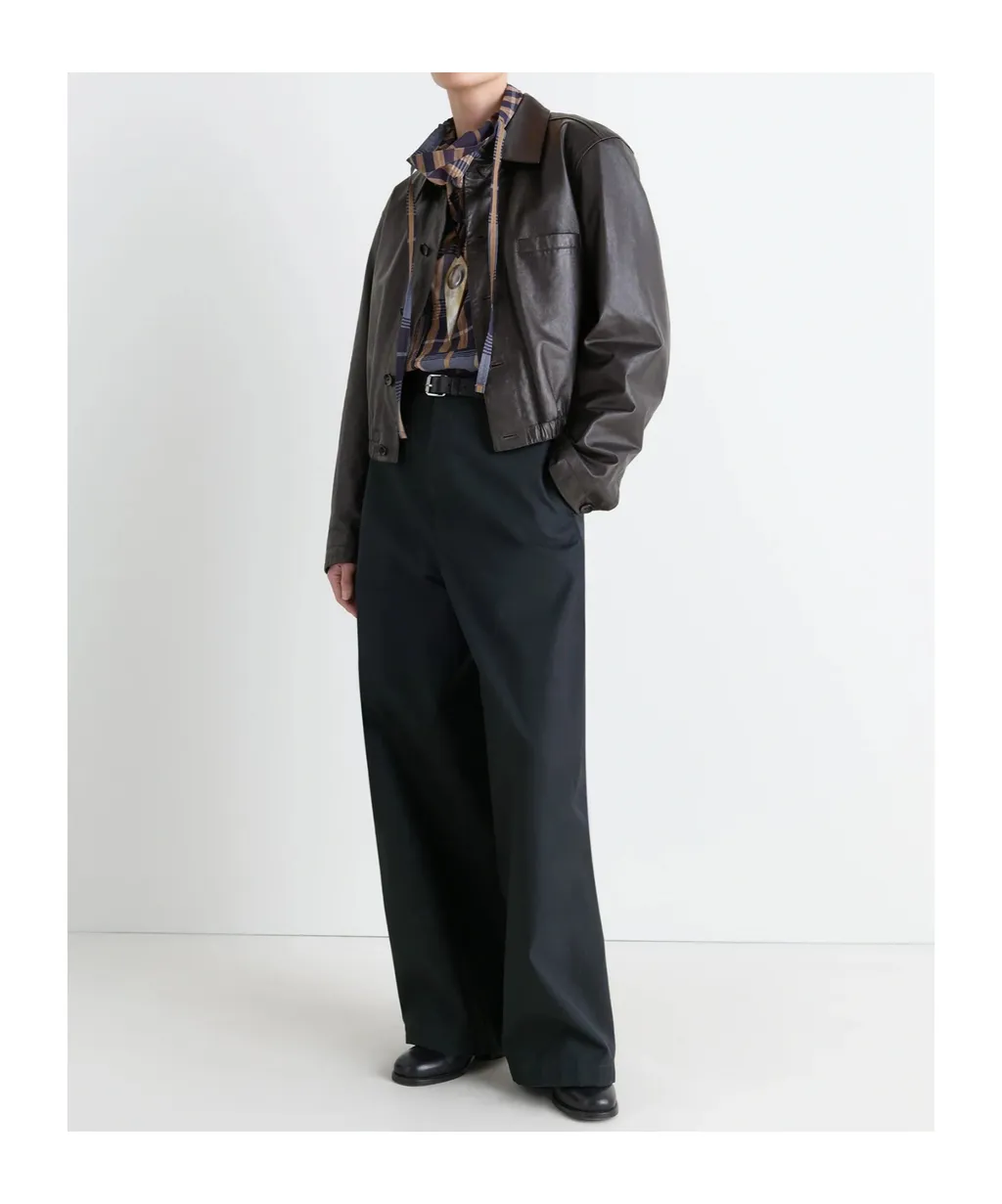 Long Sleeve Buttoned-Up Leather Jacket