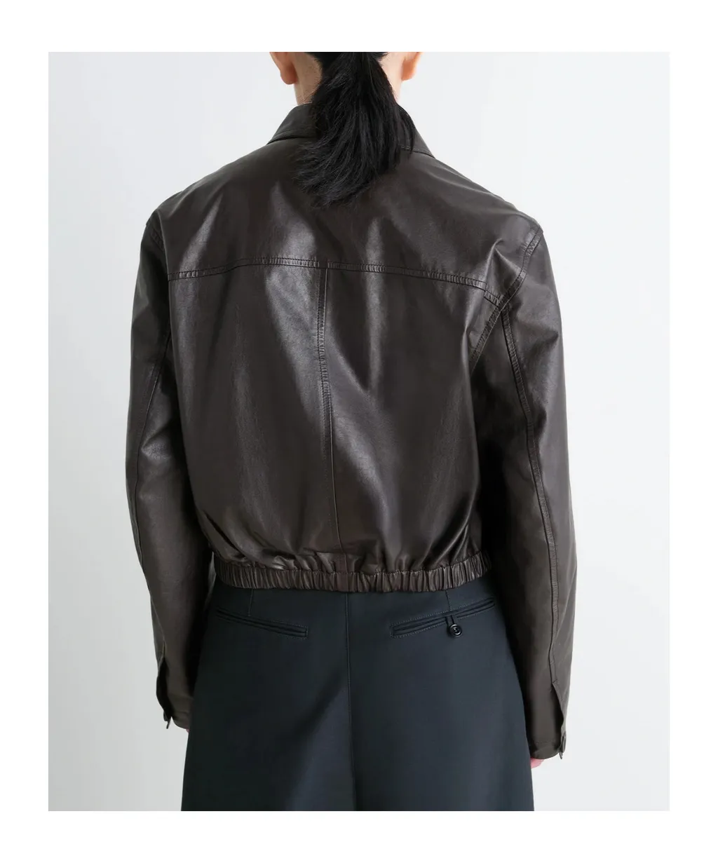 Long Sleeve Buttoned-Up Leather Jacket