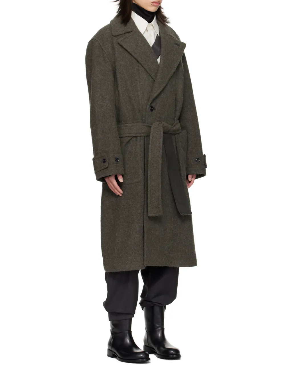 Straight Hem Belted Coat