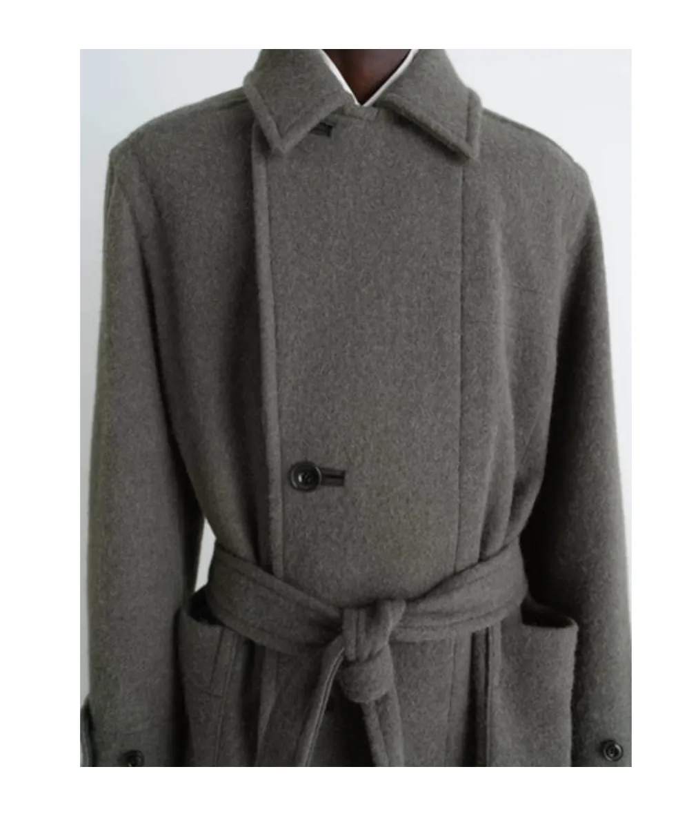 Straight Hem Belted Coat
