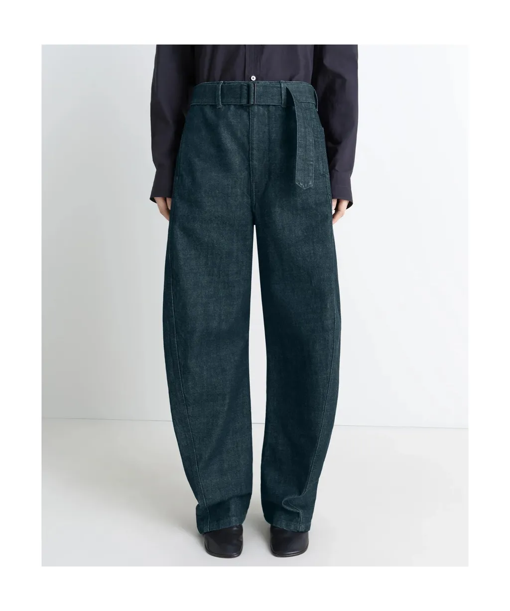 Belted Twisted Denim Trousers