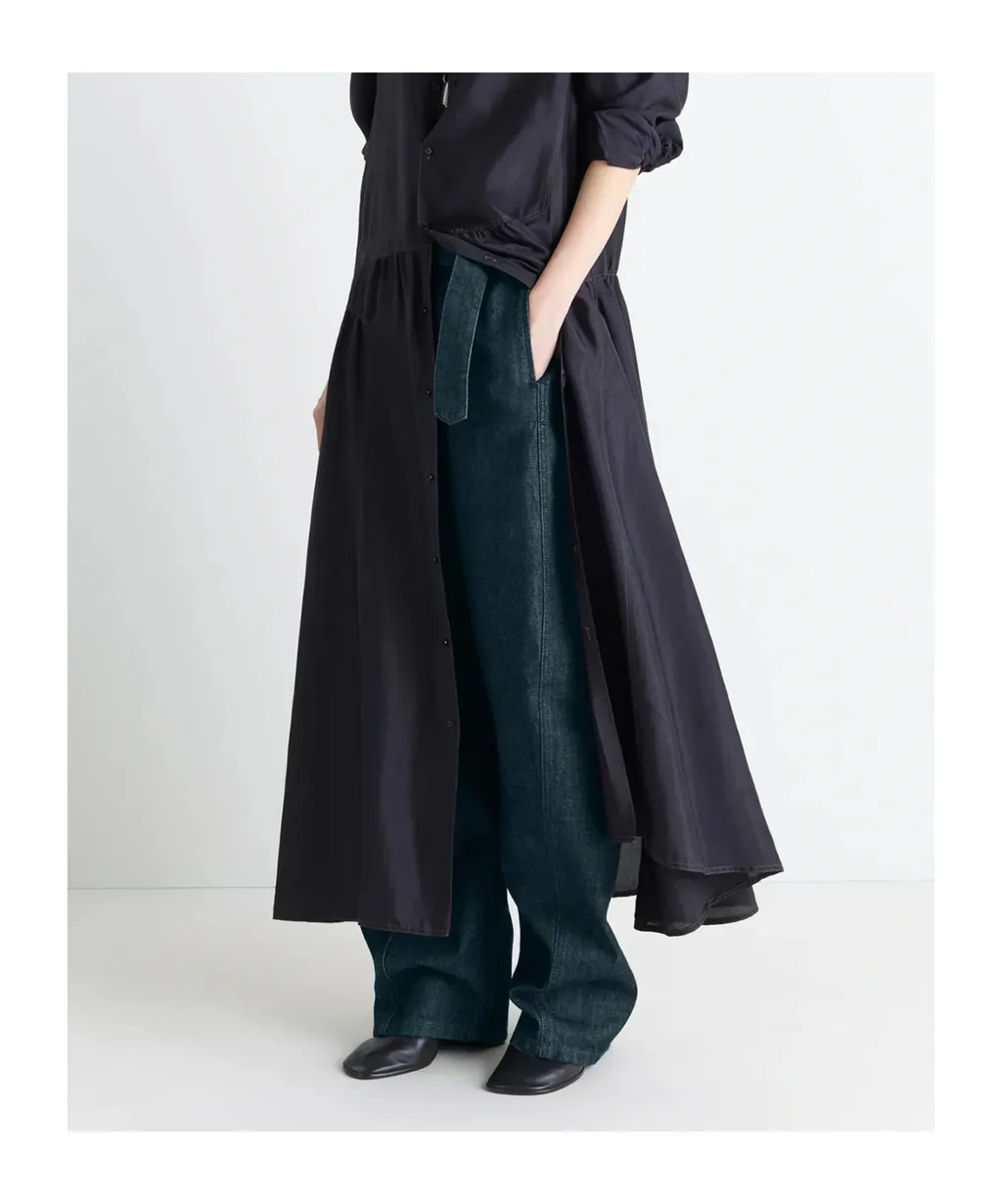 Belted Twisted Denim Trousers