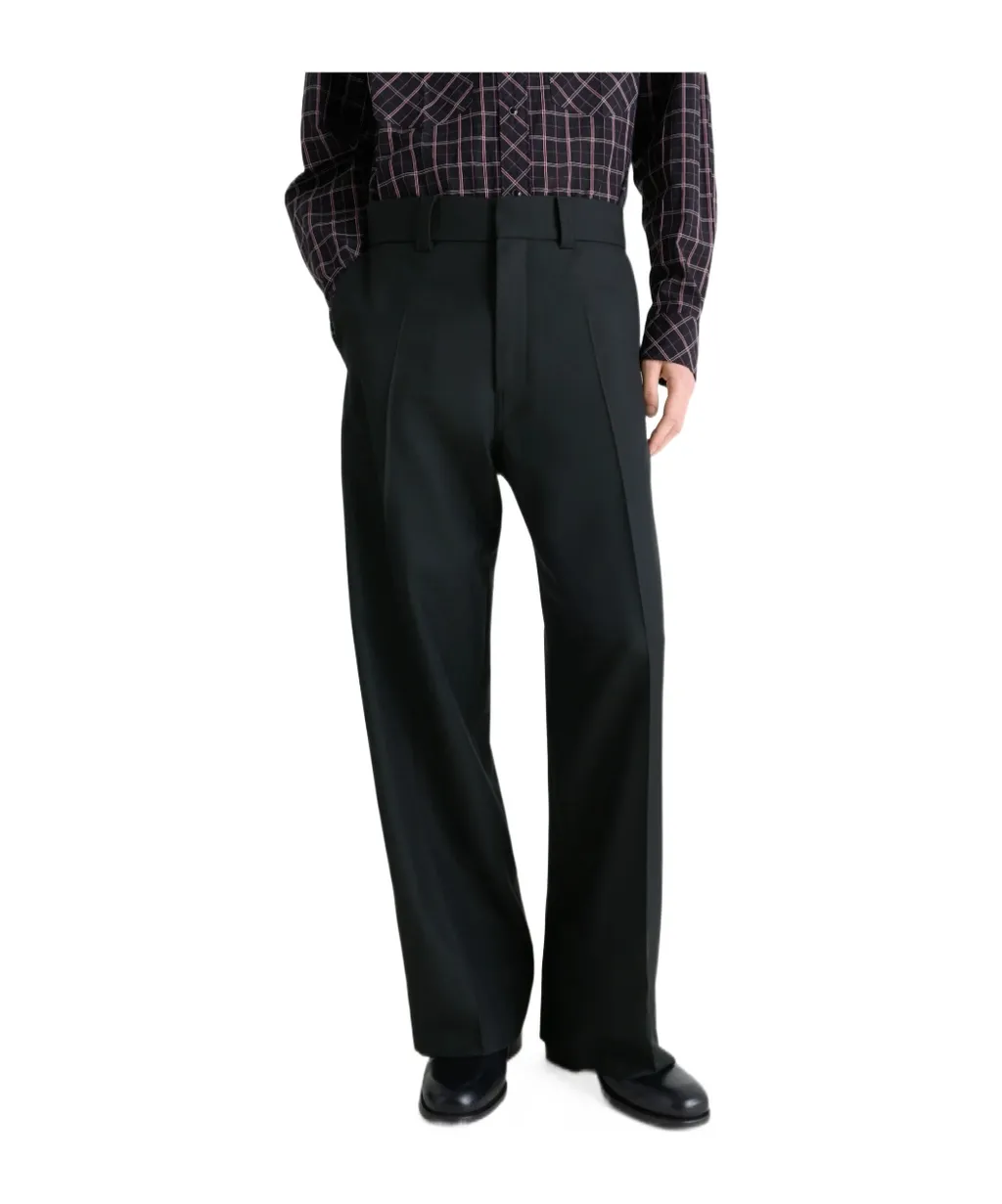 Pleated Straight-Leg Trousers