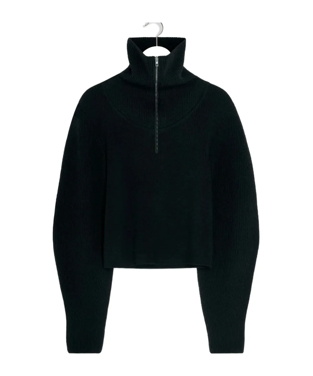 Ribbed-Knit Half-Zip Sweater