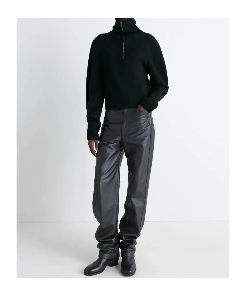 Ribbed-Knit Half-Zip Sweater
