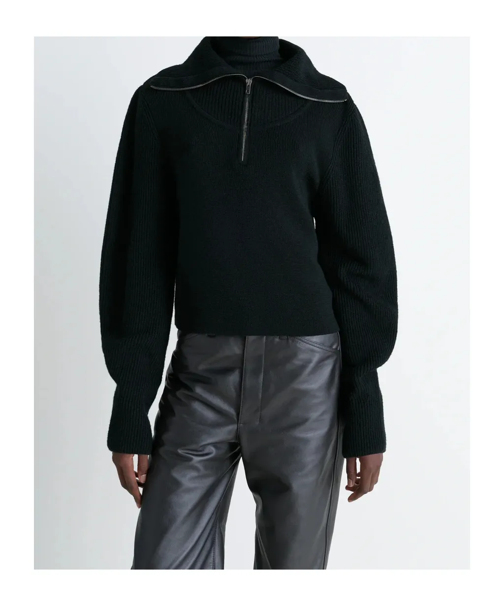 Ribbed-Knit Half-Zip Sweater
