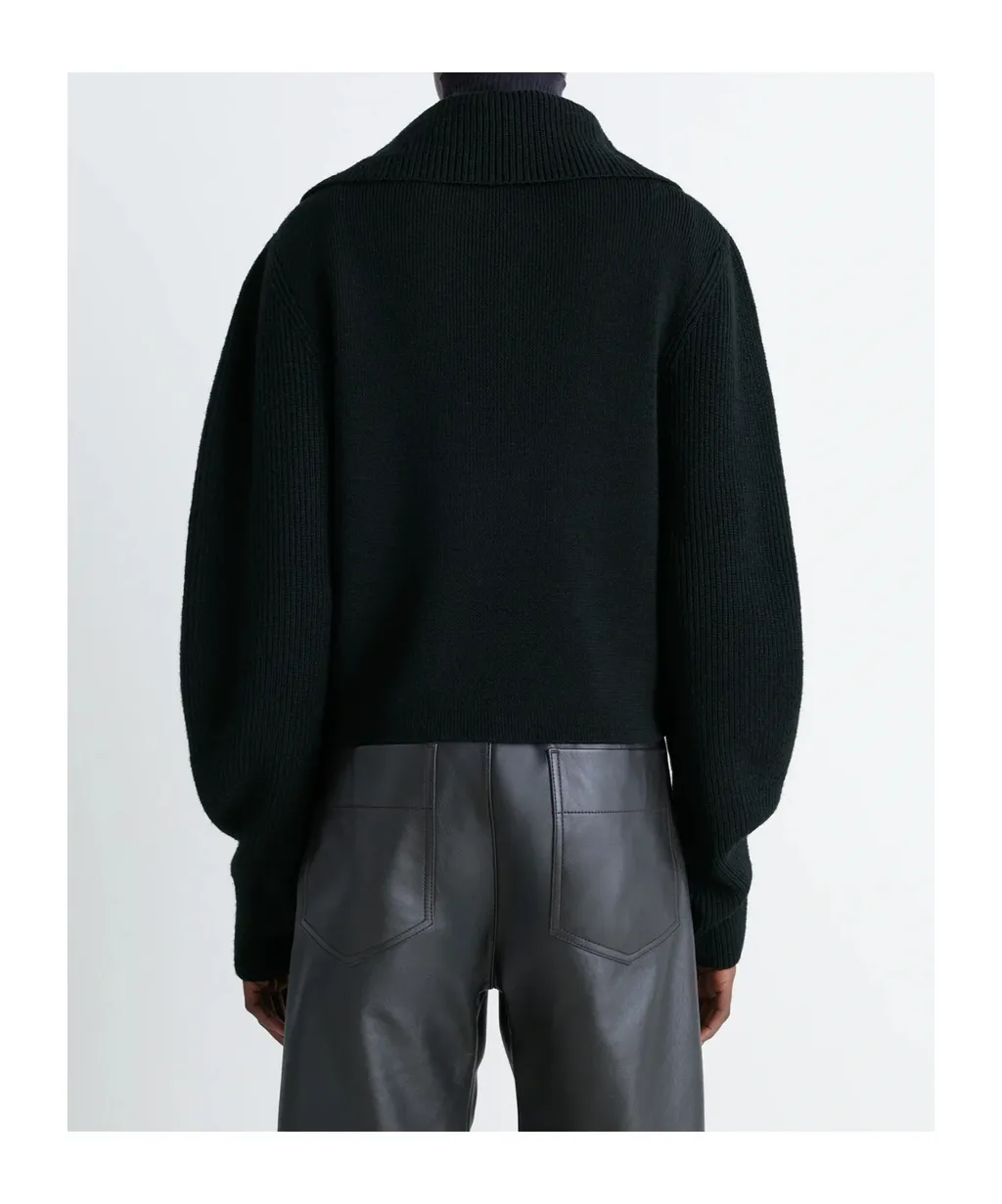 Ribbed-Knit Half-Zip Sweater