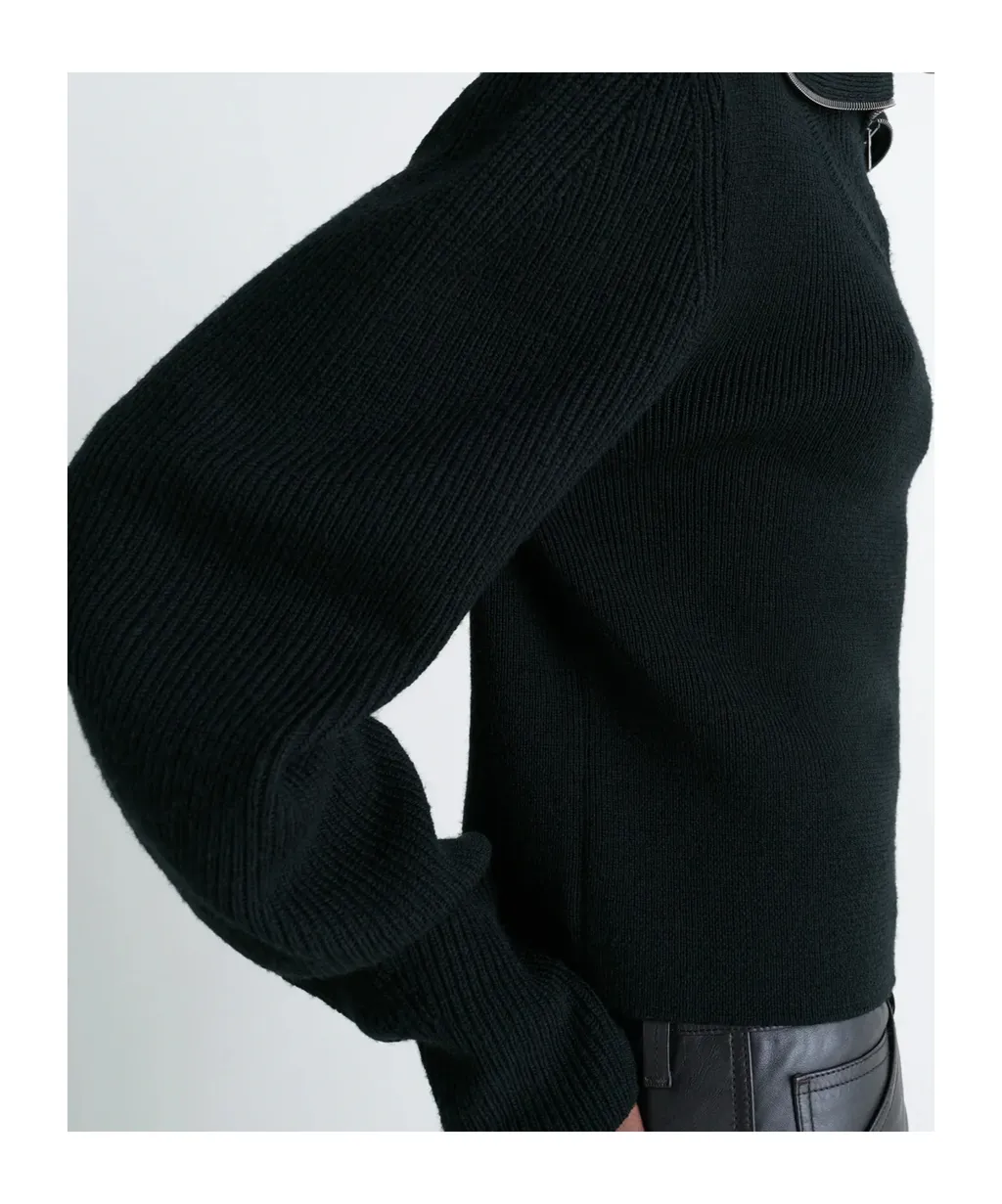 Ribbed-Knit Half-Zip Sweater