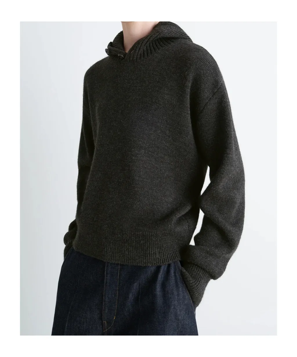 Buttoned Hooded Sweater