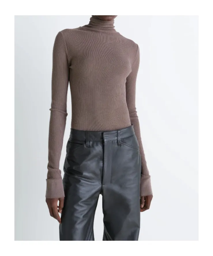 Long Sleeve Turtleneck Ribbed Top