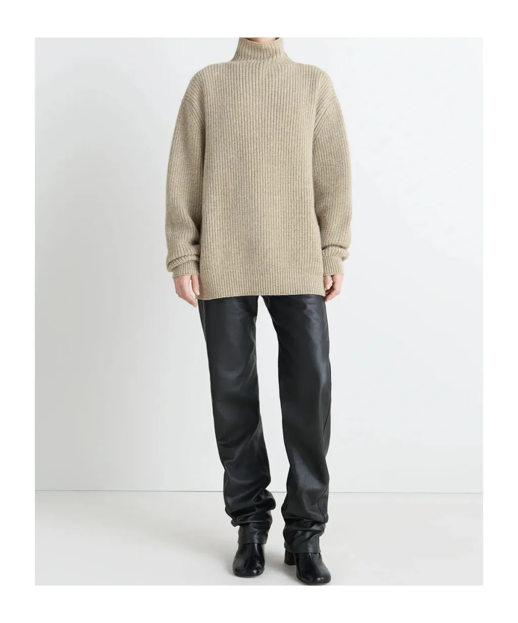High-Neck Ribbed Sweater
