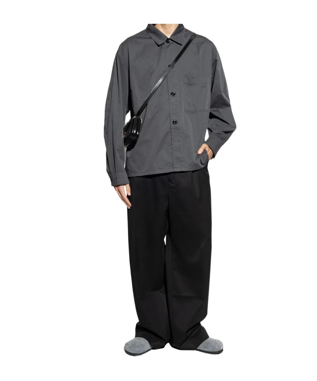 Long-Sleeved Straight Hem Shirt