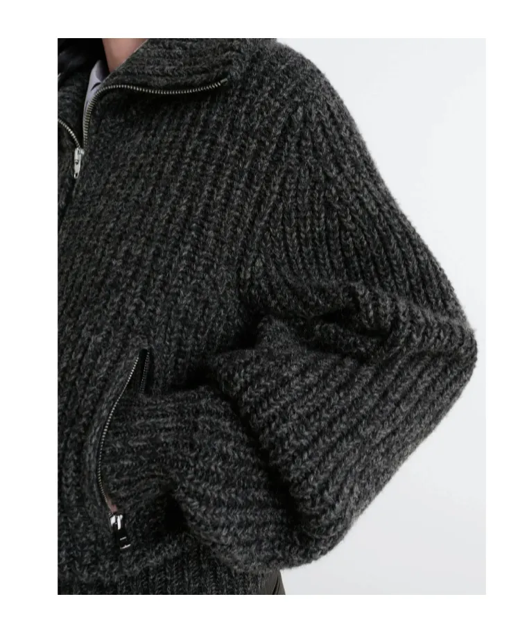 Ribbed Zip-Up Cardigan