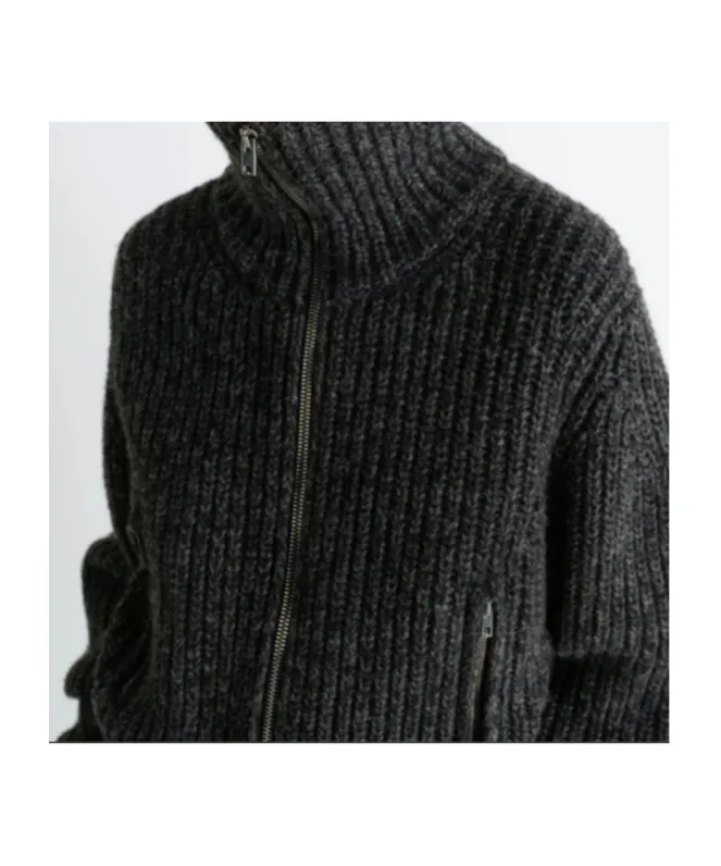 Ribbed Zip-Up Cardigan