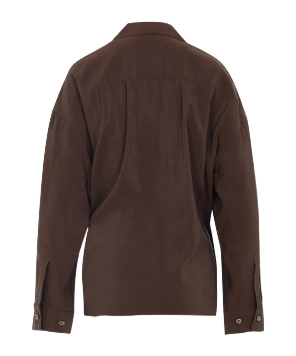 Straight Collar Twisted Shirt