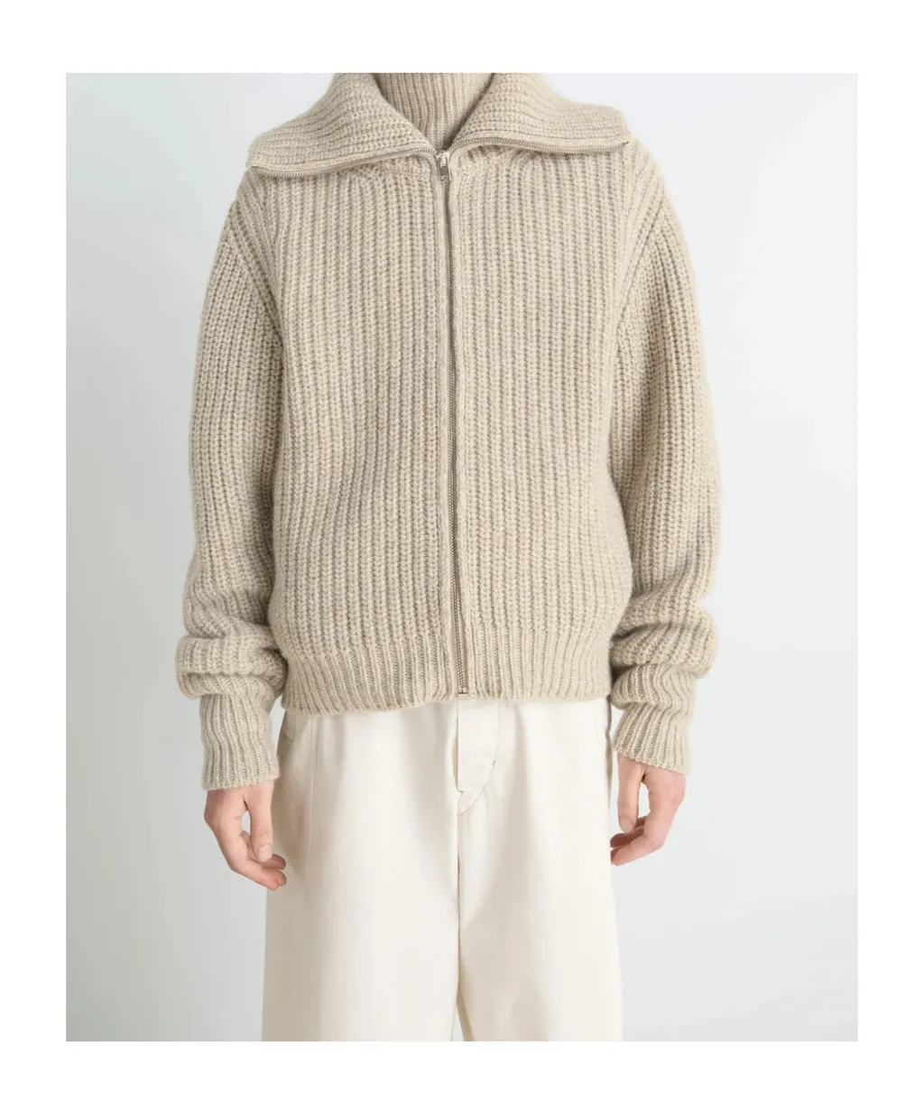 Zip-Up Knitted Cardigan